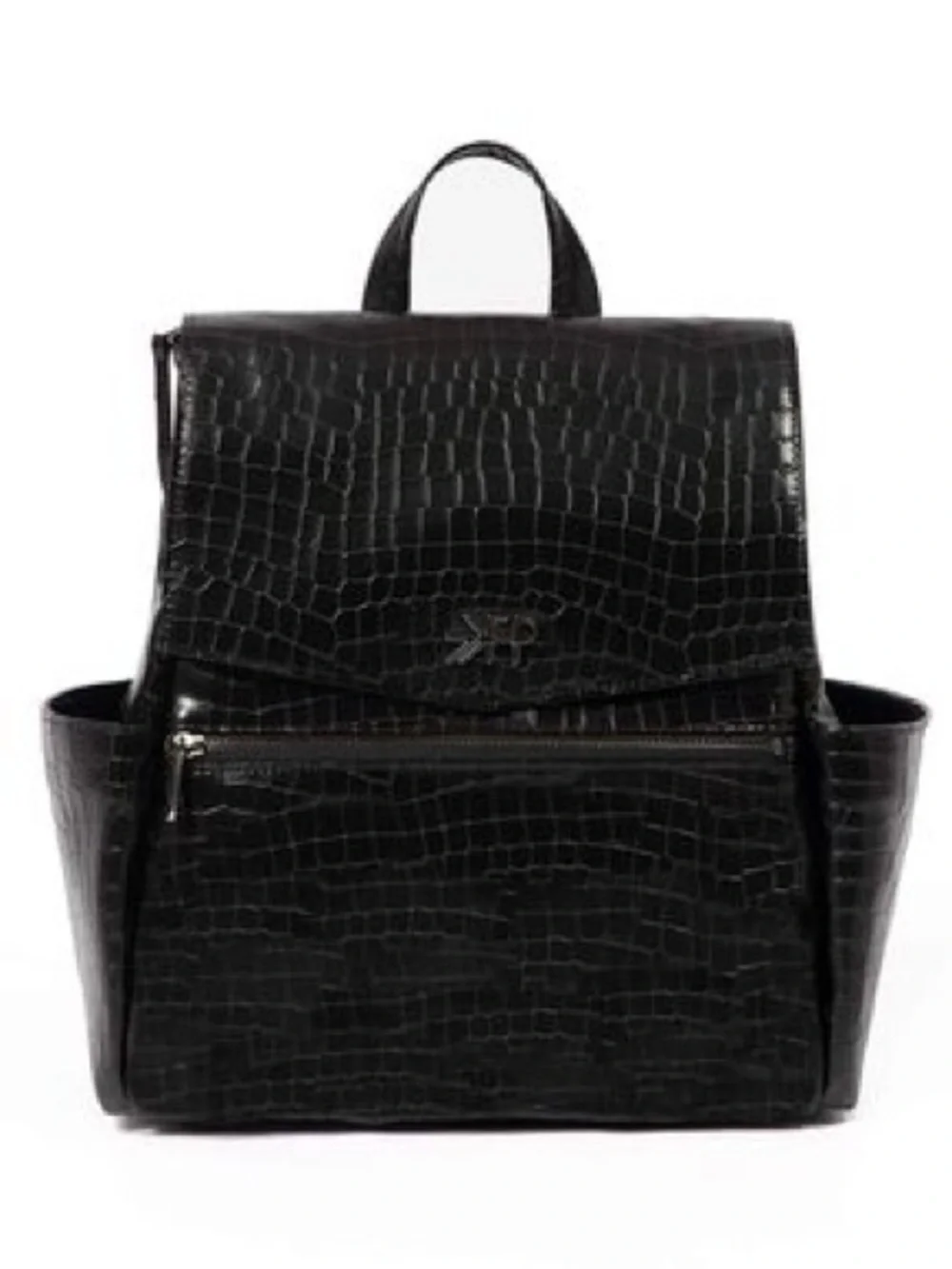 Freshly Picked Black Croc-Embossed Baby Backpack